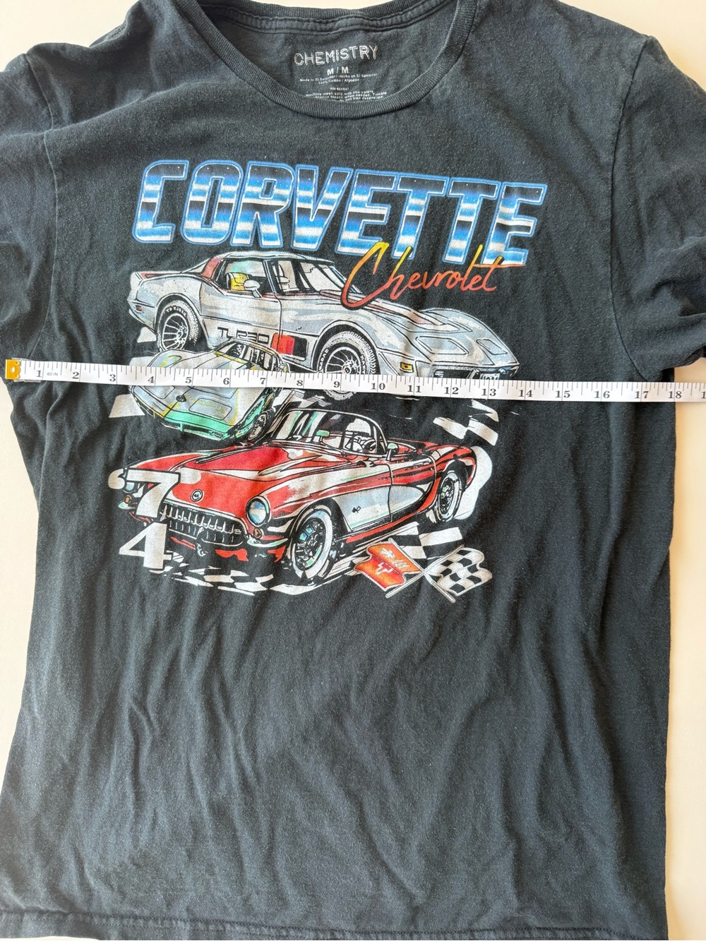 Chemistry Black Graphic Corvette Tee with Red & Blue Car Art - Picture 6 of 6